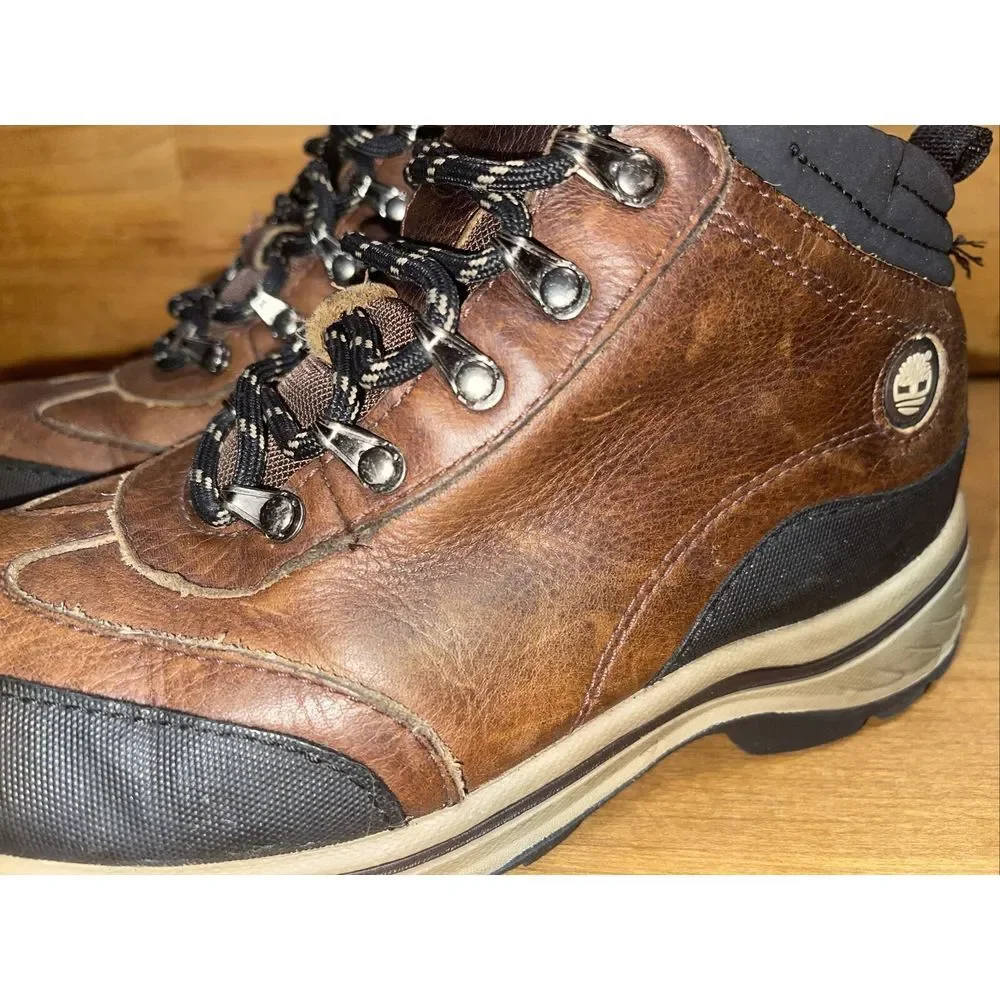 Timberland Boots Boy 2 Brown Leather Camping‎ Hiking School Outdoors Rugged